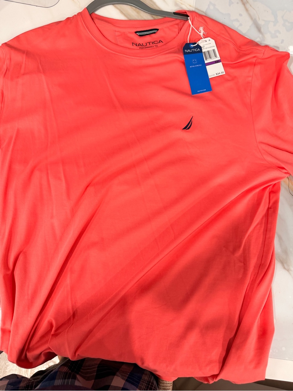 Nautica Coral Crewneck Short-Sleeve Tee with Navy Sail Logo